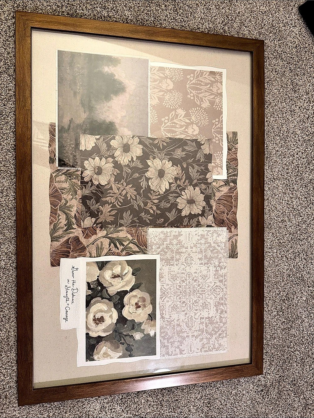 Floral Collage Framed Wall Art in Brown & Gray